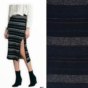 NWT House of Harlow 1960 Striped Metallic Knit Midi Skirt